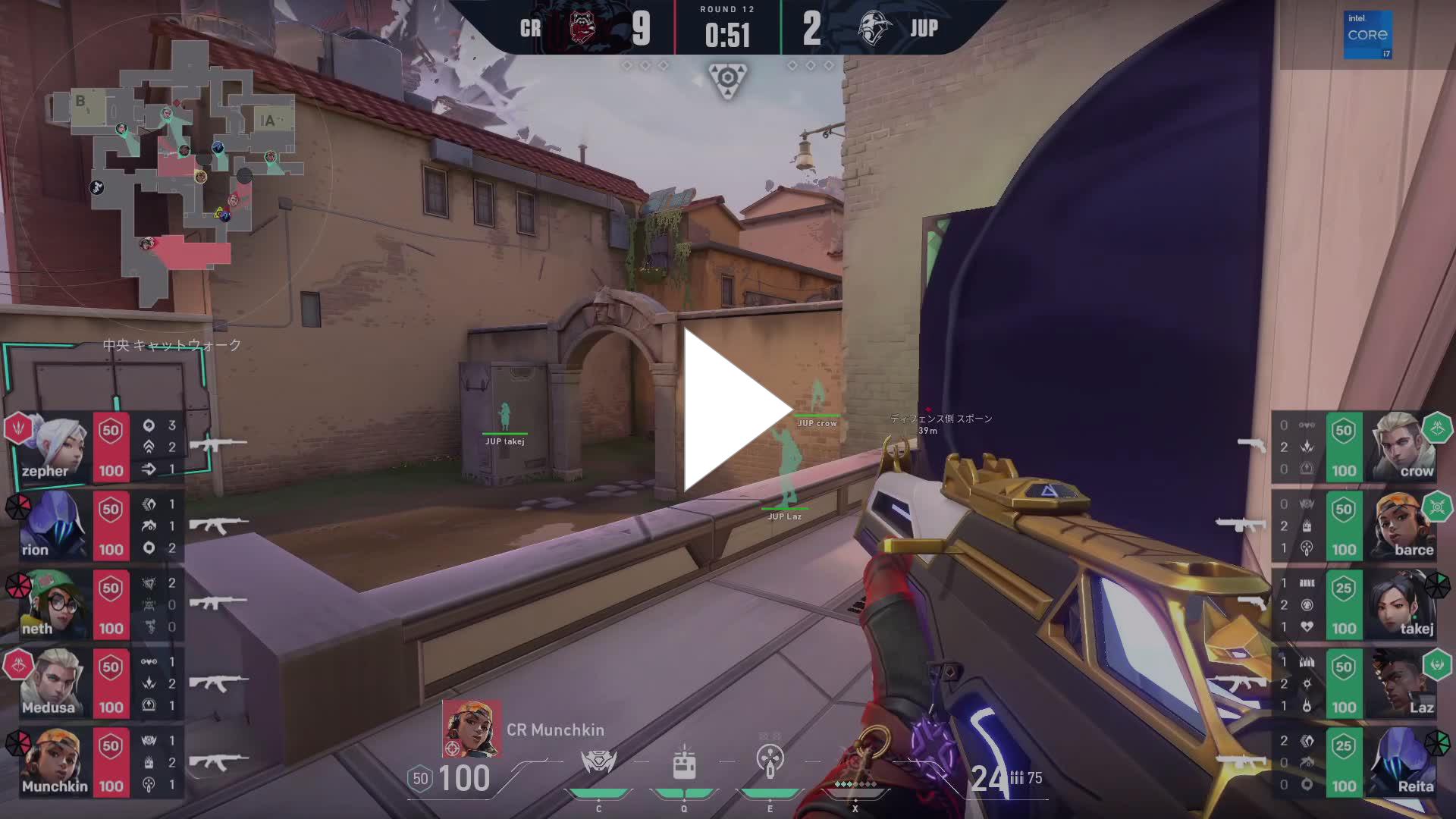 Barce選手4killシーン 岸大河さんの名実況 Vct Stage2 Playoffs Day 4 Cr Vs Jup アセント Twitch