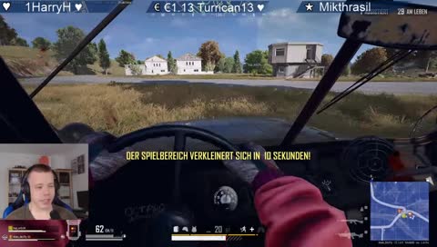 vor's Auto gelaufen