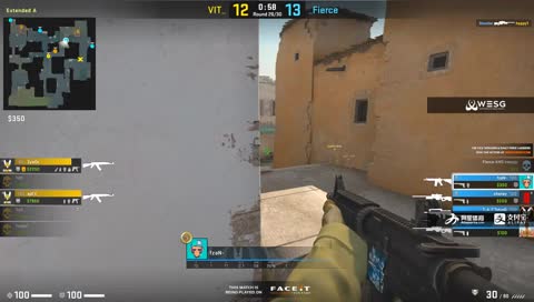 Vitality all time out at 13-12 in second map of WESG Quals