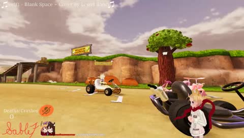 Sable rides a go cart