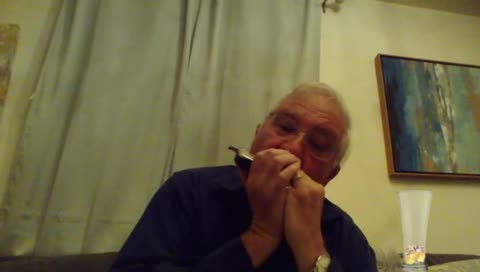 Dog interrupts harmonica solo