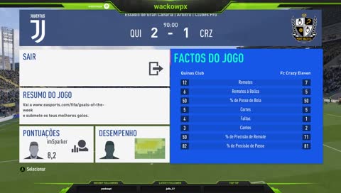 2018.11.29 - International League - D2 - Jornada 5 - Fc Crazy Eleven - Quinas Club eSports Stats