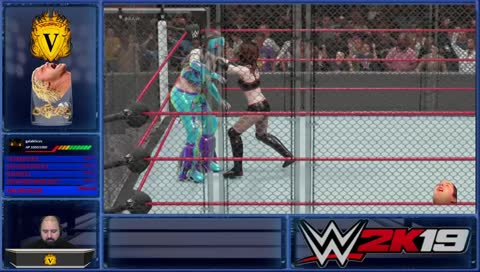 Cristy throws Estrella through the cage