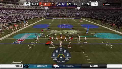 Baker throws a dart to rookie WR Carlisle set up the game winning FG