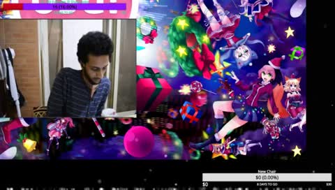 laughing at his own jokes, muted