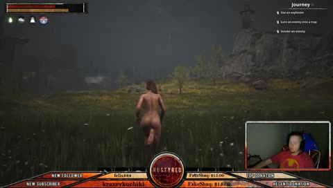 Naked lady falls, don`t look at other ladies guys at the same time when , learn to do it pro ffs! ;)