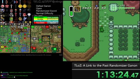 ALTTP Randomizer - Open, Defeat Ganon, Randomized Swords, Normal Difficulty