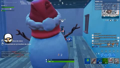 FORTNITE- Pelea de manos disfrazados de muñeco de nieve