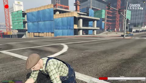 Janusz Sąsiad pcho auto