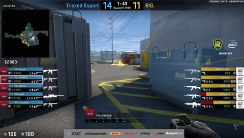 b0RUP - 3 M4A4 kills (2 HS) on the site A defense (from top of Hut location - vs split offensive)