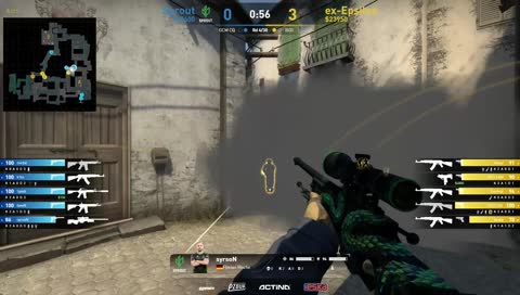 faveN - 4 M4A4 kills (3 HS) on the advanced bombsite B defense (initial frags)