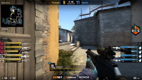 aizy - 4 M4A4 kills (2 HS) on the bombsite B defense (3vs5 situation)