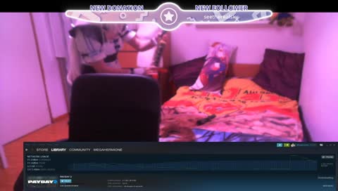 Crazy catgirl shoots at viewers