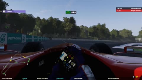 Brent aan het balletdansen met een formule 1 auto
