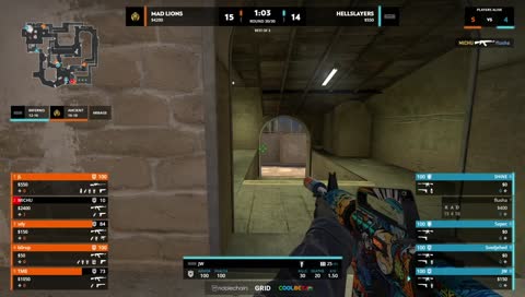 SHiNE - 1vs3 clutch (CT - pre-plant situation) to send the map into Overtime
