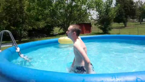 autistic kids gets his first pool