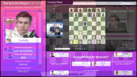 Ludwig replaces Hikaru as host after a sudden and unexpected power loss