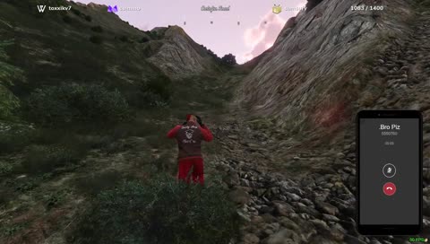 Course poursuite dans les montagnes