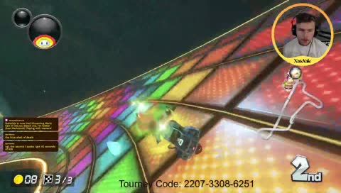 Nate takes the L in Mario Kart