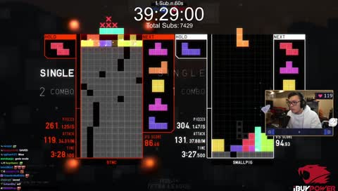 Ed loses a game in tetrio and get W Y S I X P