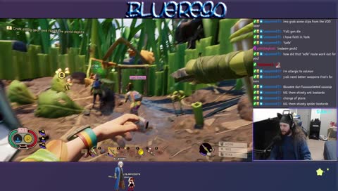 Blue throws a spear into Squelch's butt