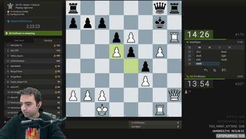 Cat watching chess with Eric Rosen