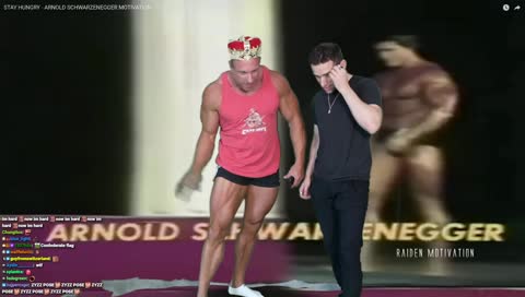 Knut & Austin doing poses w Arnold