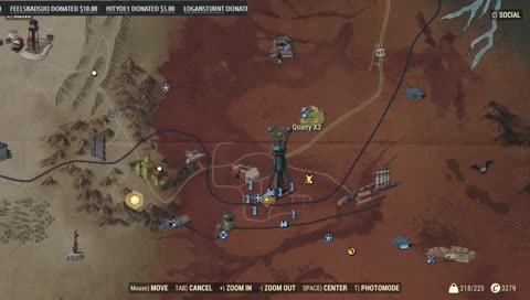 Camp Location, 8 Vendors, Farming, Water purifier, Bulk Junk, Cooking Station, Chemistry Station, Tinker's Workbench | F_O_E |