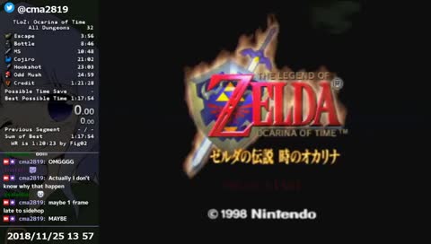 [WR] OoT: All Dungeons Speedrun in 1:18:46