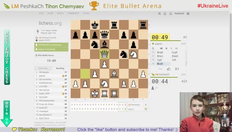 CHESS. Elite Bullet Arena. Lichess.org. LiveStream. 2018/12/02