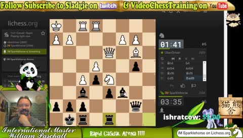 IM Sladgie Tuesday 4:30pm ET Sparklehorse Rapid arena on lichess.org