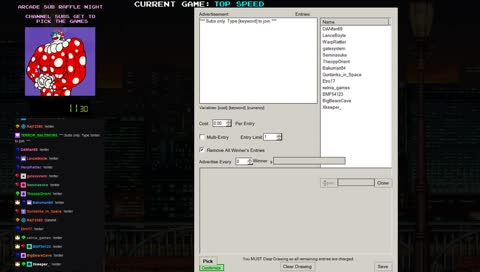 Arcade Sub Raffle Night