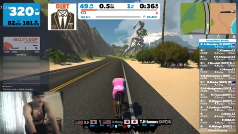 KISS Americas AM RACE B`s. Watopia Hilly Route  4 Laps 37 km