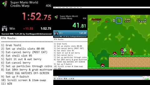 Super Mario World: "0-Exit" in 1:38.7 [Unofficial WR]